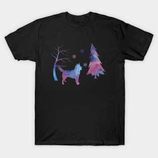 Husky Snowflakes Winter Art T-Shirt